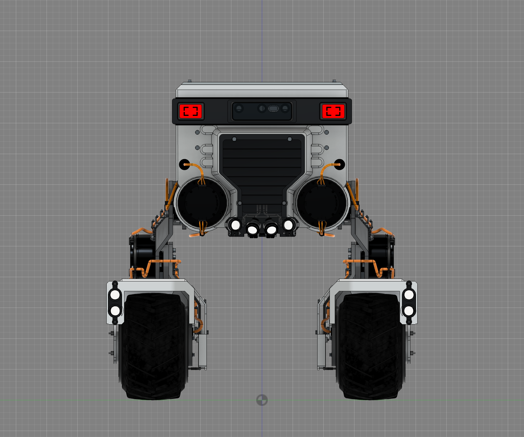 R12 version 2 native front view showing four chin lamps and two vertically stacked lamps on each fender.