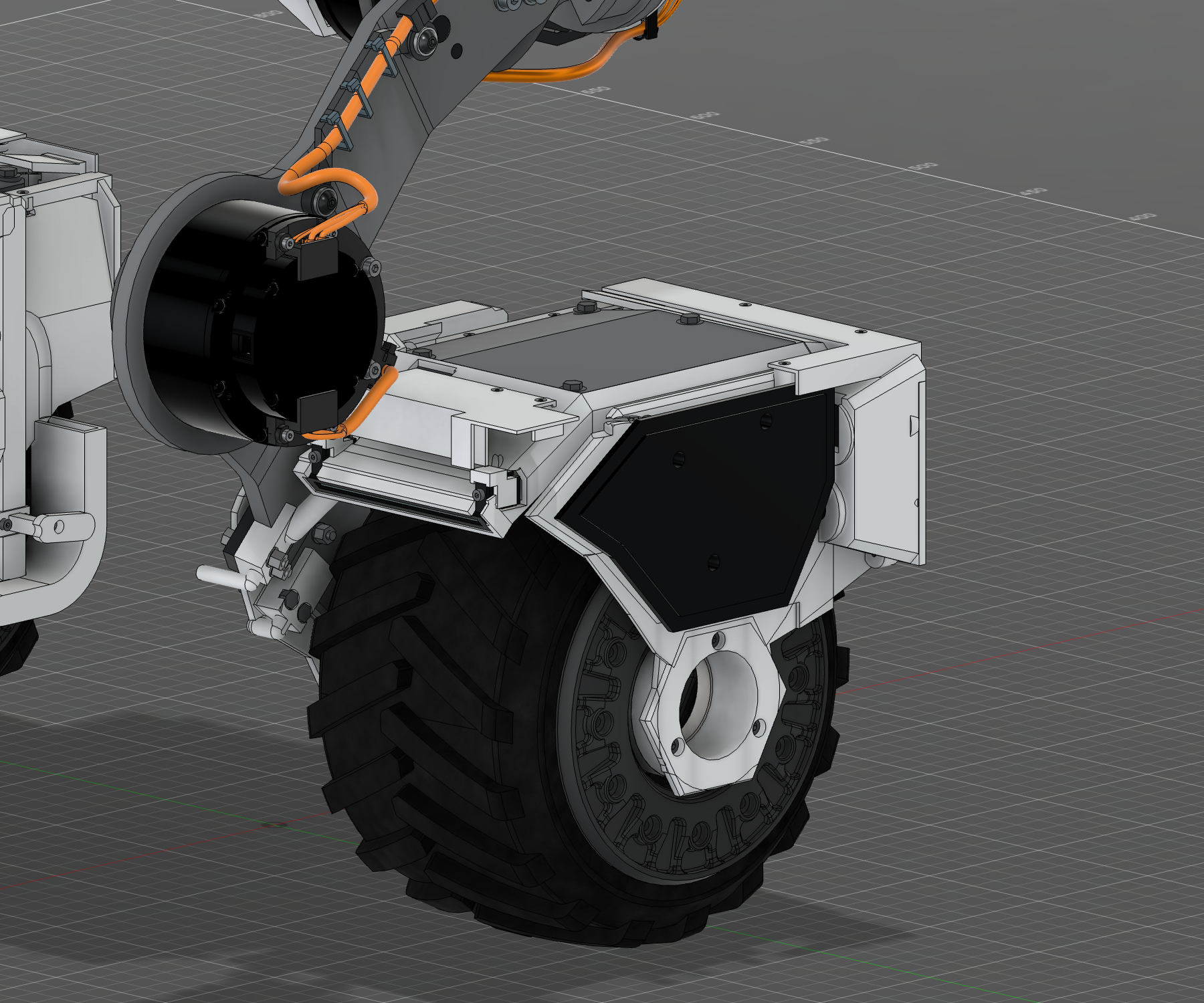 Rear light cassette follows the fender profile in the delivered CAD. The 75 mm strip is a target requiring actual tape verification; no powered result is shown.
