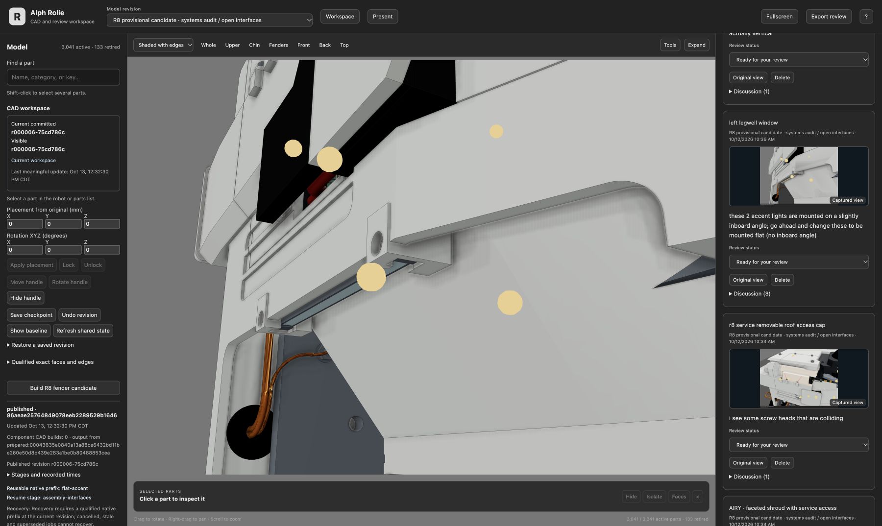 Both complete accent-light housings and mounts were corrected to level at the original optical height. Native receiving supports the orientation; this perspective image is a review view, not an angle measurement or powered-light test.